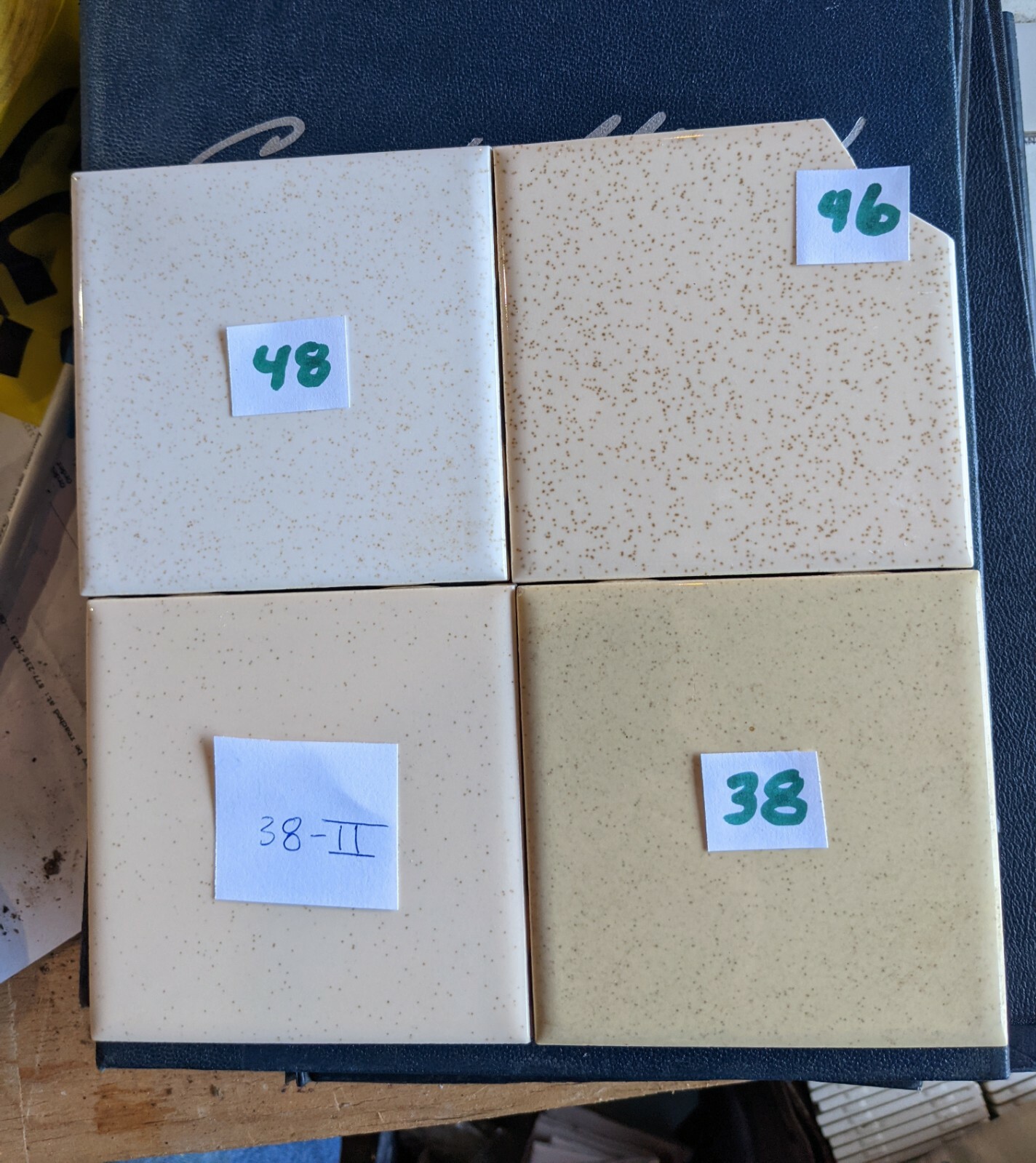 2 pieces 4 1/4″ Ceramic Tile 46 Buckwheat Brown Speckled American Olean Tile