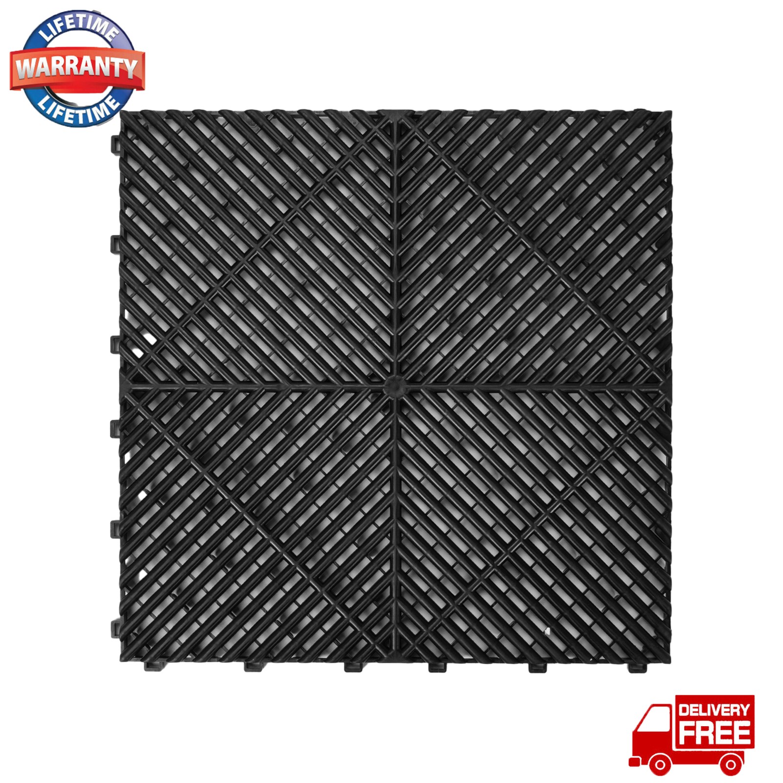 25 PCS Interlocking Garage Floor Tiles Deck Tile Water Drainage 15.75×15.75″