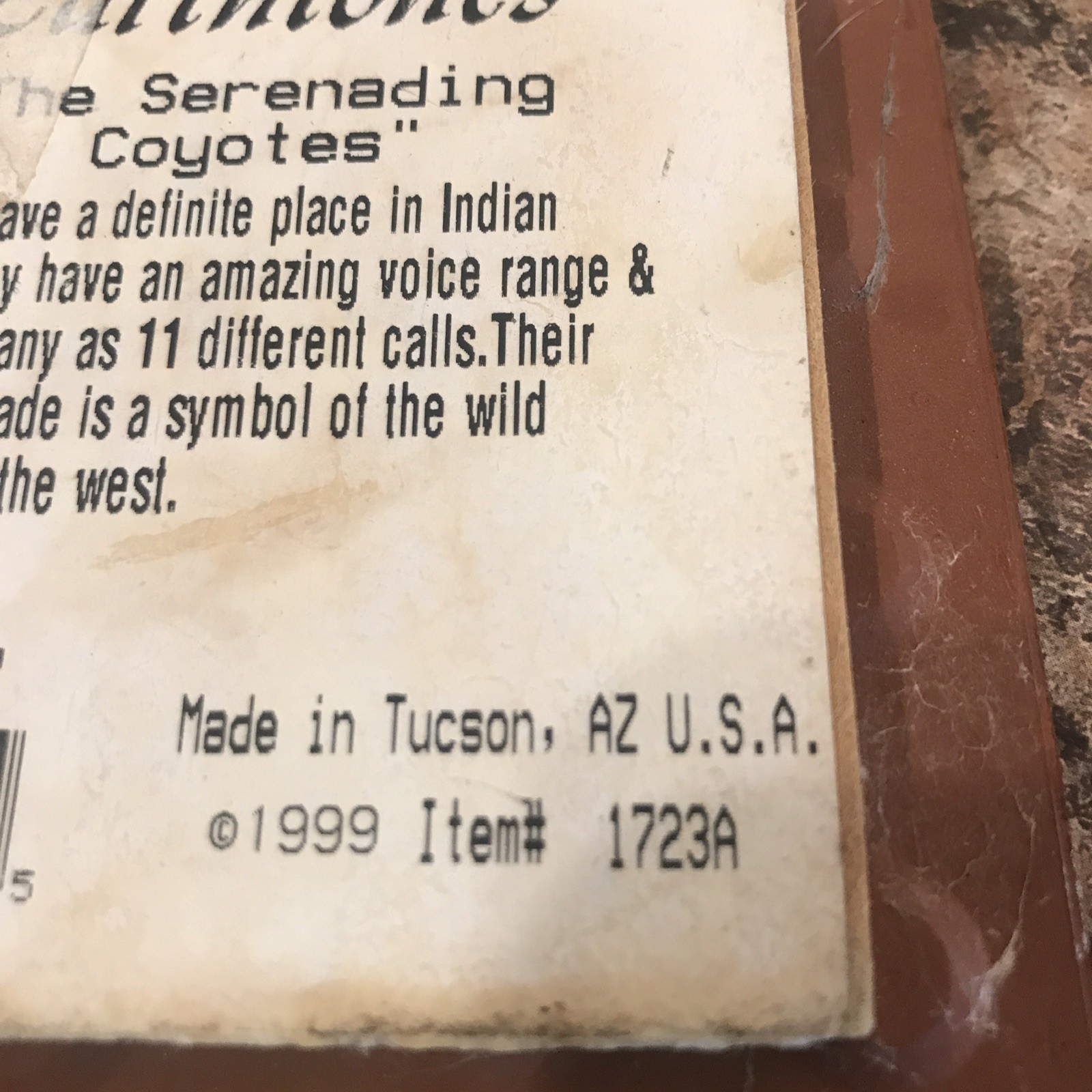 Vintage 1999 Earthtones the Serenading Coyotes Ceramic Terra Cotta 4″ x 4″ Tile