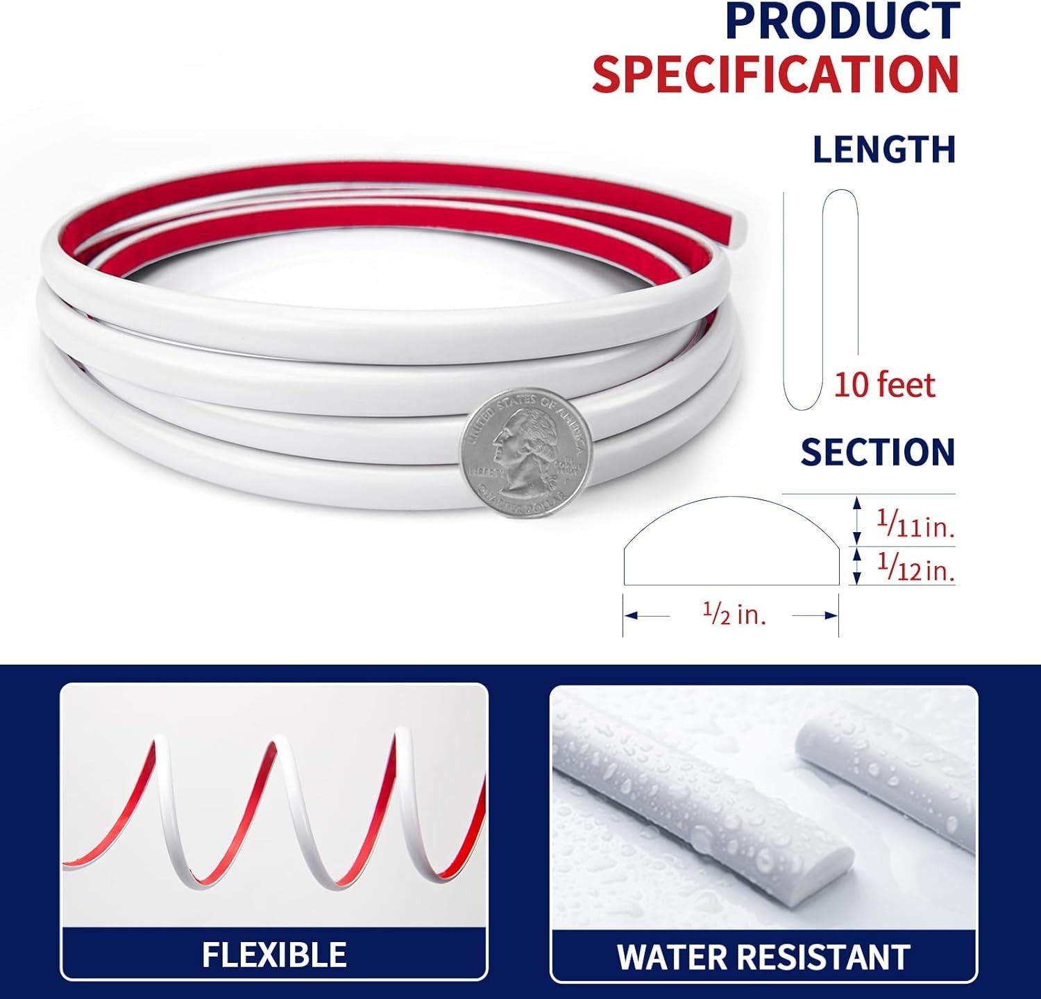 10 Ft Flexible Peel and Stick Trim Molding for Backsplash Tile Edge, Self-Adh..