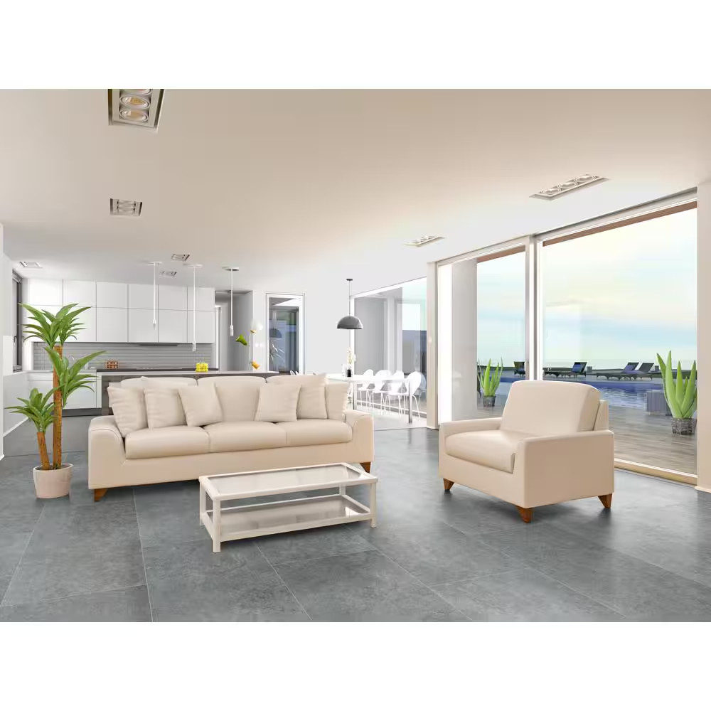 Lunar Silver 2 Cm. X 24 In. X 24 In. Matte Porcelain Stone Look Paver Tile (8 Sq
