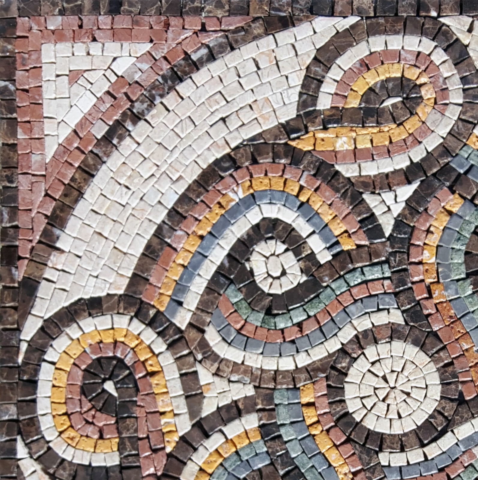 Handmade Multicolored Striped Looping Pattern Mosaic Tile