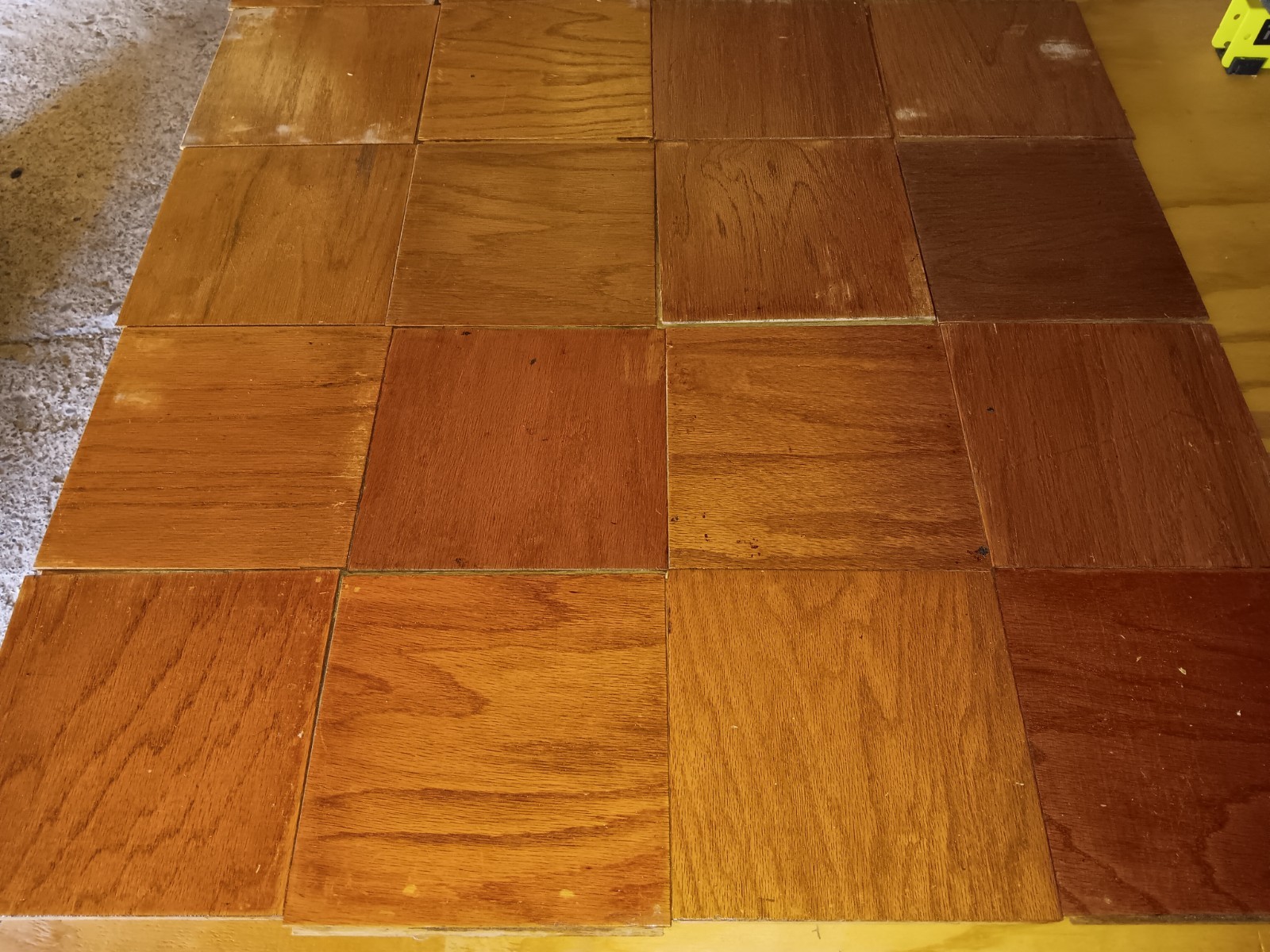 1 pc. Vtg. BRUCE Oak 9×9 Parquet Floor Tile REFINISHED floor Reclaim Recycle