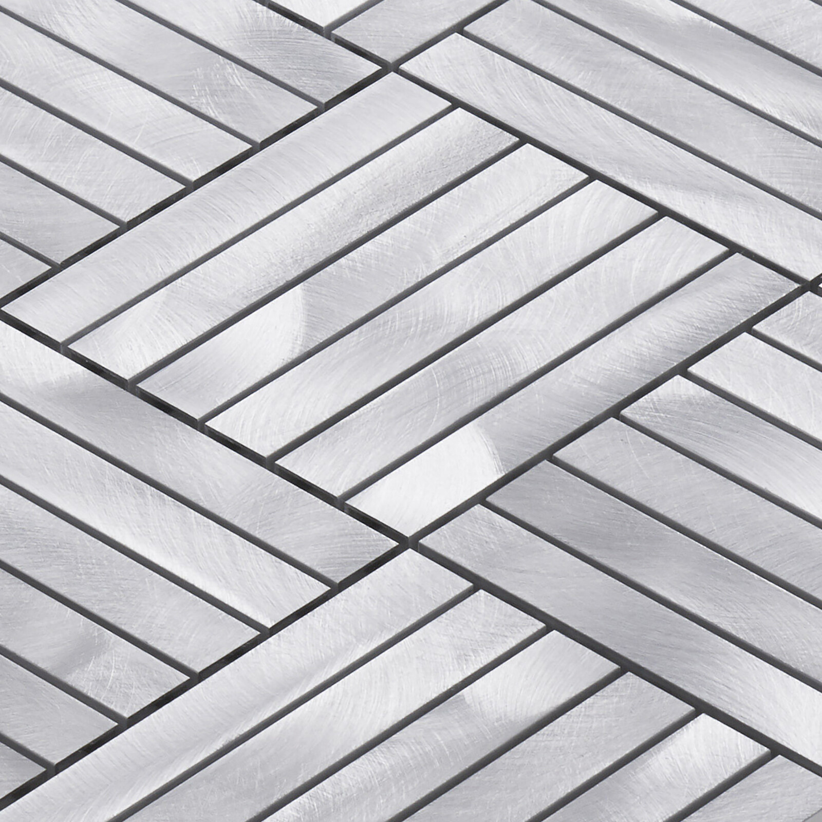 Aluminum Metallic Metal Basketweave Parquet Mosaic Tile Kitchen Wall Backsplash