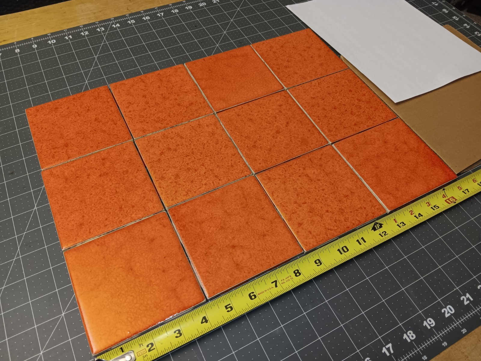 Lot of 12 pcs. IMPERIAL ORANGE VTG Ceramic Tile MCM FORUM 1960’s NEW OLD STOCK