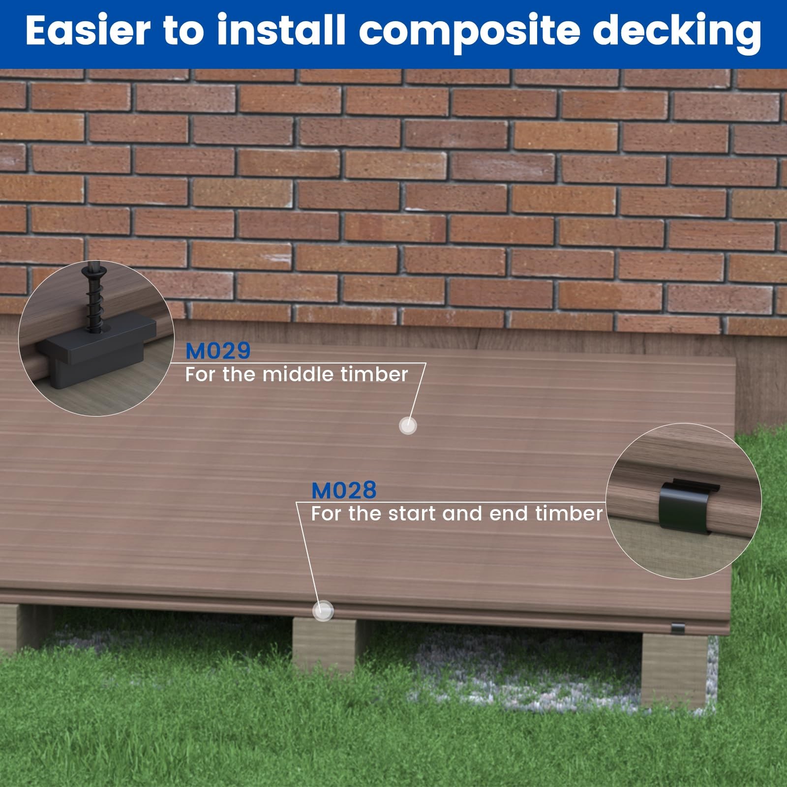 Muzata 750PCS Hidden Deck Fasteners Composite Universal Polypropylene Fastene…