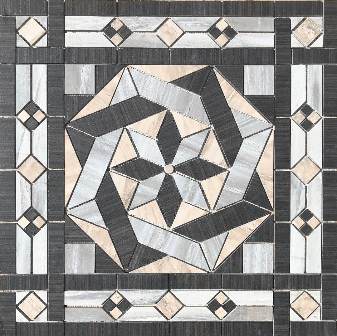 36″ x 36″ Tile Medallion Mosaic – Porcelain tile series, wall or floor (M1)