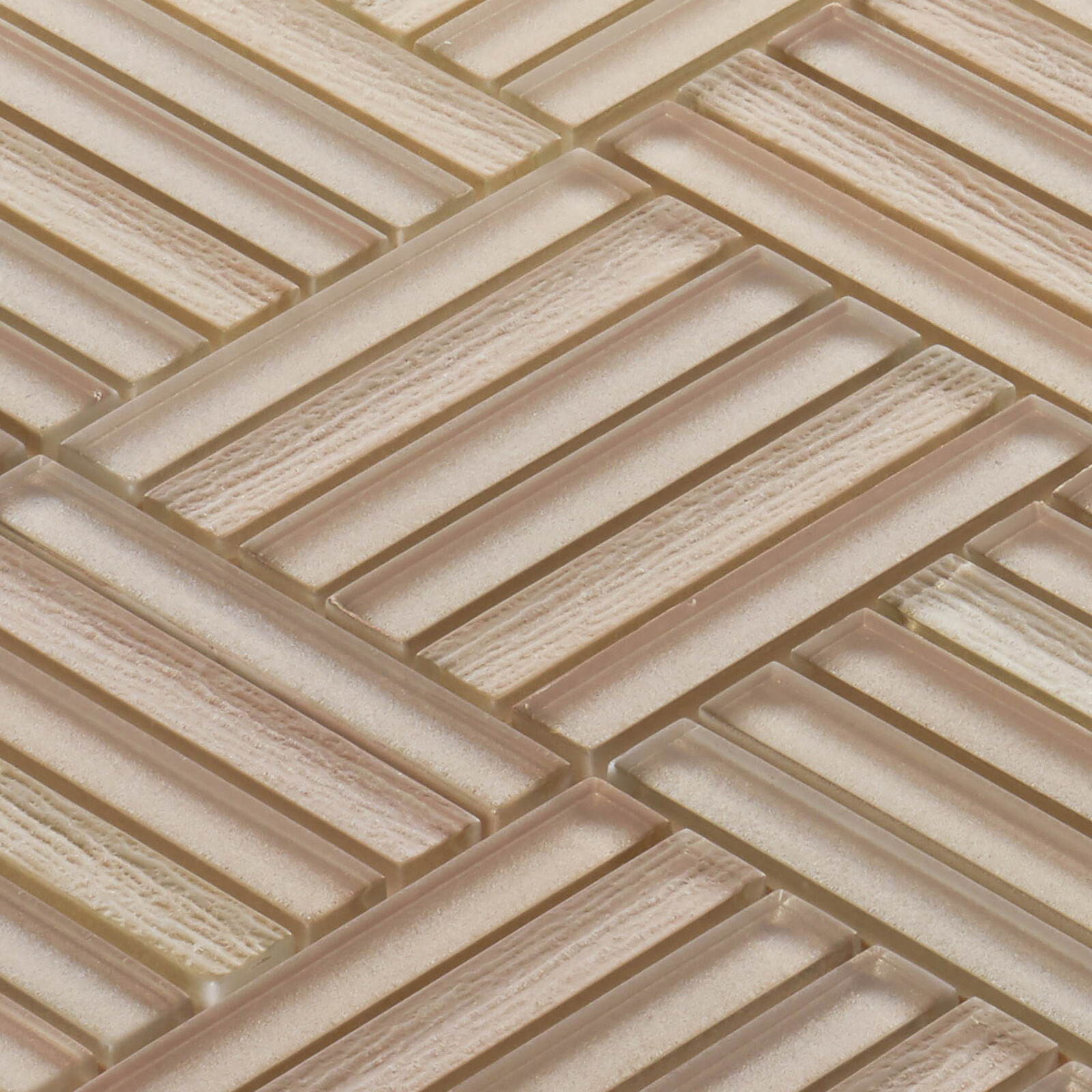 Beige Cream Cold Spray Glass Basketweave Parquet Mosaic Tile Kitchen Backsplash