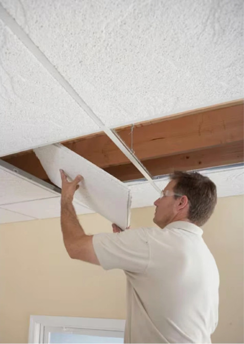 2×4 ft Acoustic Textured Lay-In Ceiling Tile White Square Edge Case of 8 64sqft