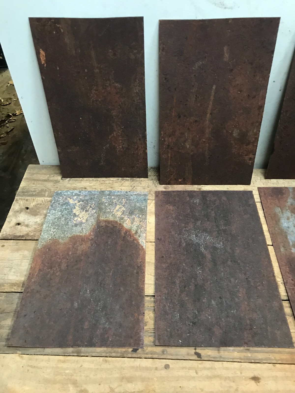 10 Rusty Galvanized Patina Sheet Metal 12″ x 7 1/2 – 8″ Wall Tile Art Garden (B)