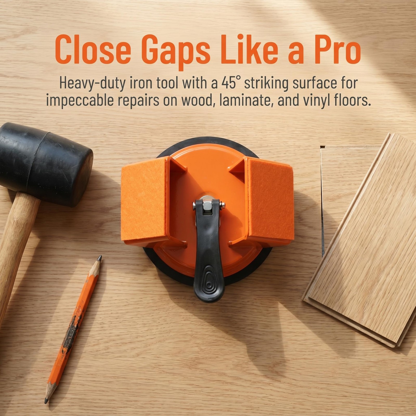 Heavy Duty Floor Gap Fixer Tool for Laminate & Vinyl Flooring, Dual 45° Strik…