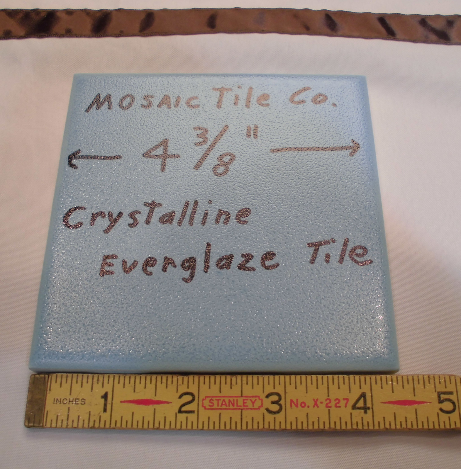 1 pc. *Baby Blue* Ceramic Tiles by Mosaic Tile Co. 4-3/8″ Crystalline Glazed