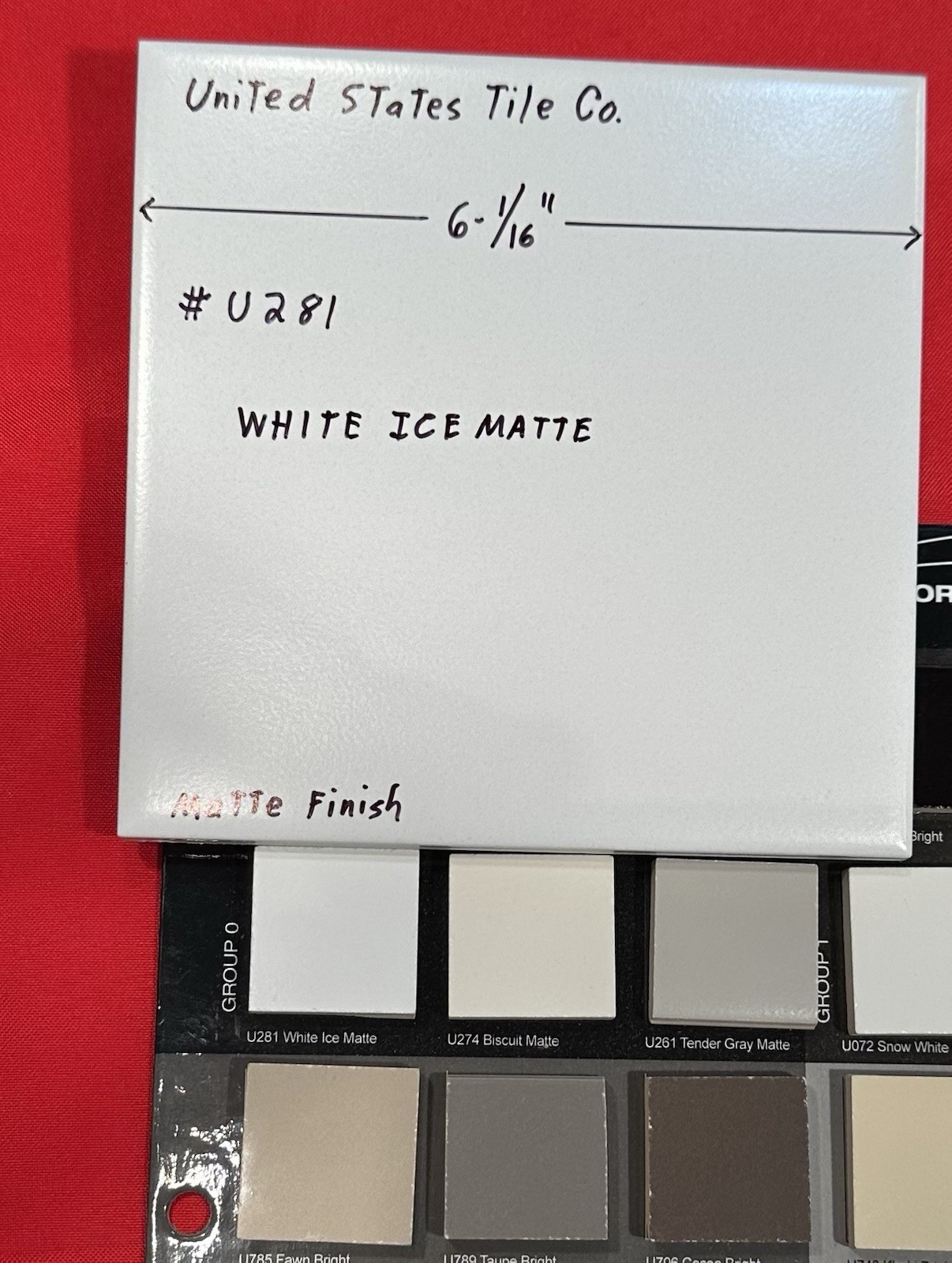 1 pc. White Ice: 6-1/16″ Matte Ceramic Tile by United States Tile Co. #U281, NEW