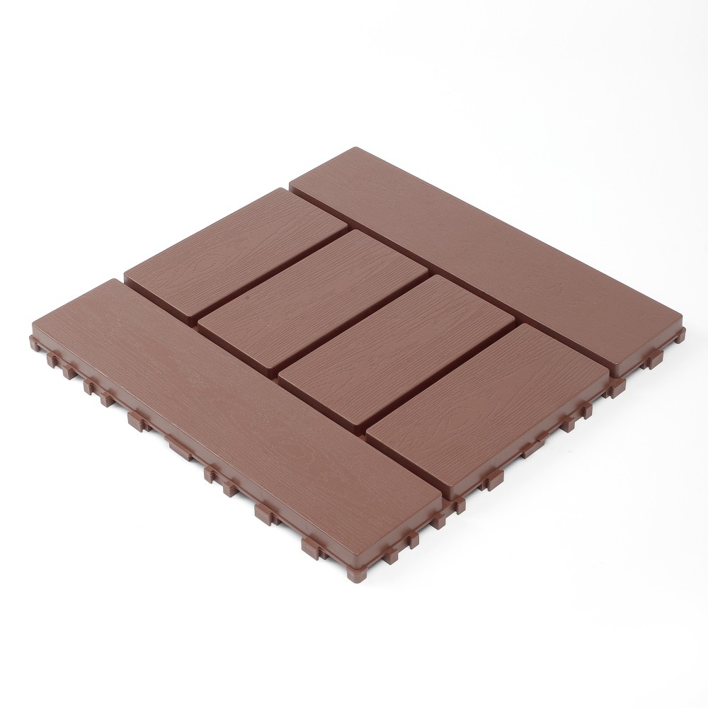 44 Pcs + Brown PP Floor Tiles for Indoor Outdoor Balcony Patio Poolside Backyard