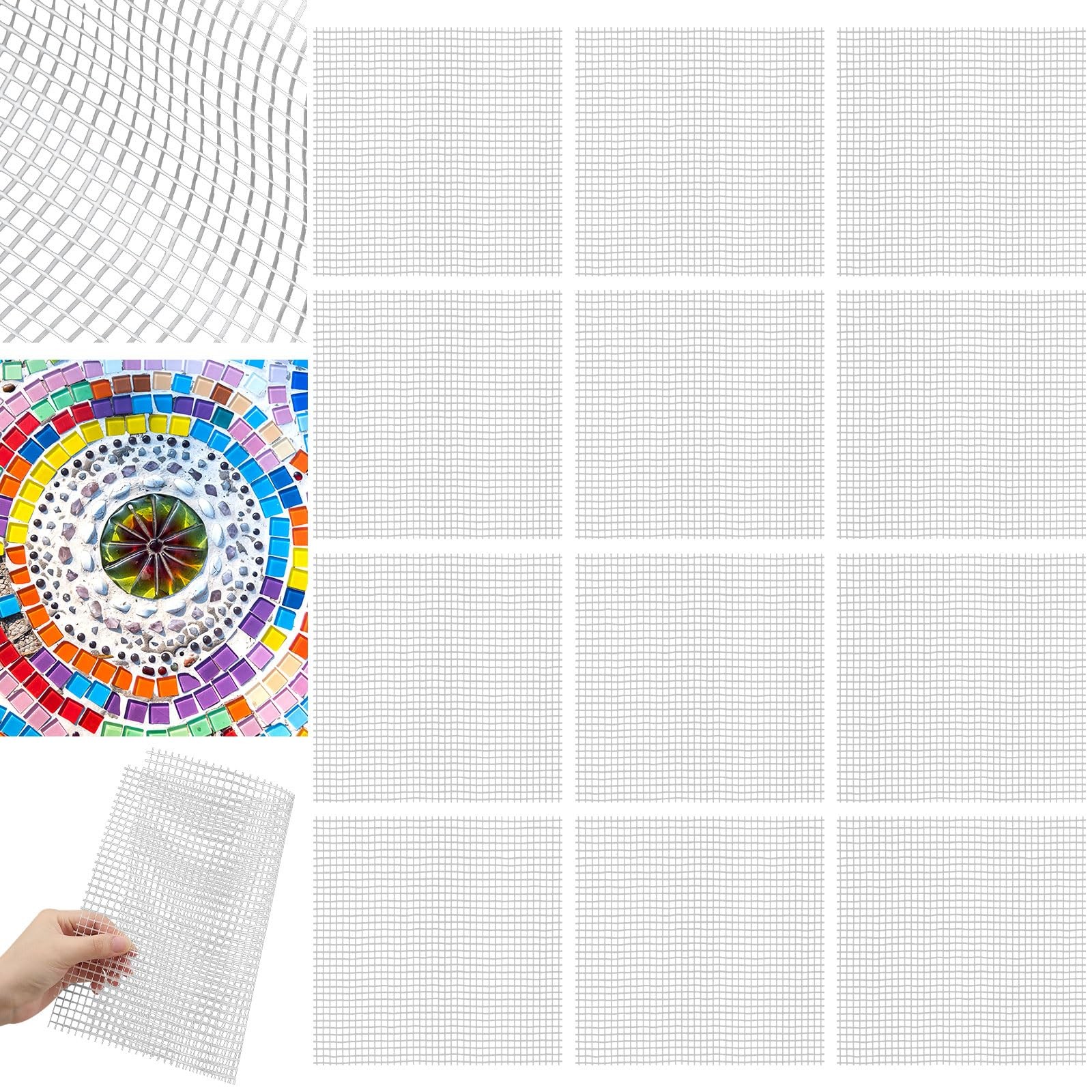 Teenyyou 24 Set 12 x 12 Mosaic Mesh for Back Mounted Tile Fiberglass Mosaic M…