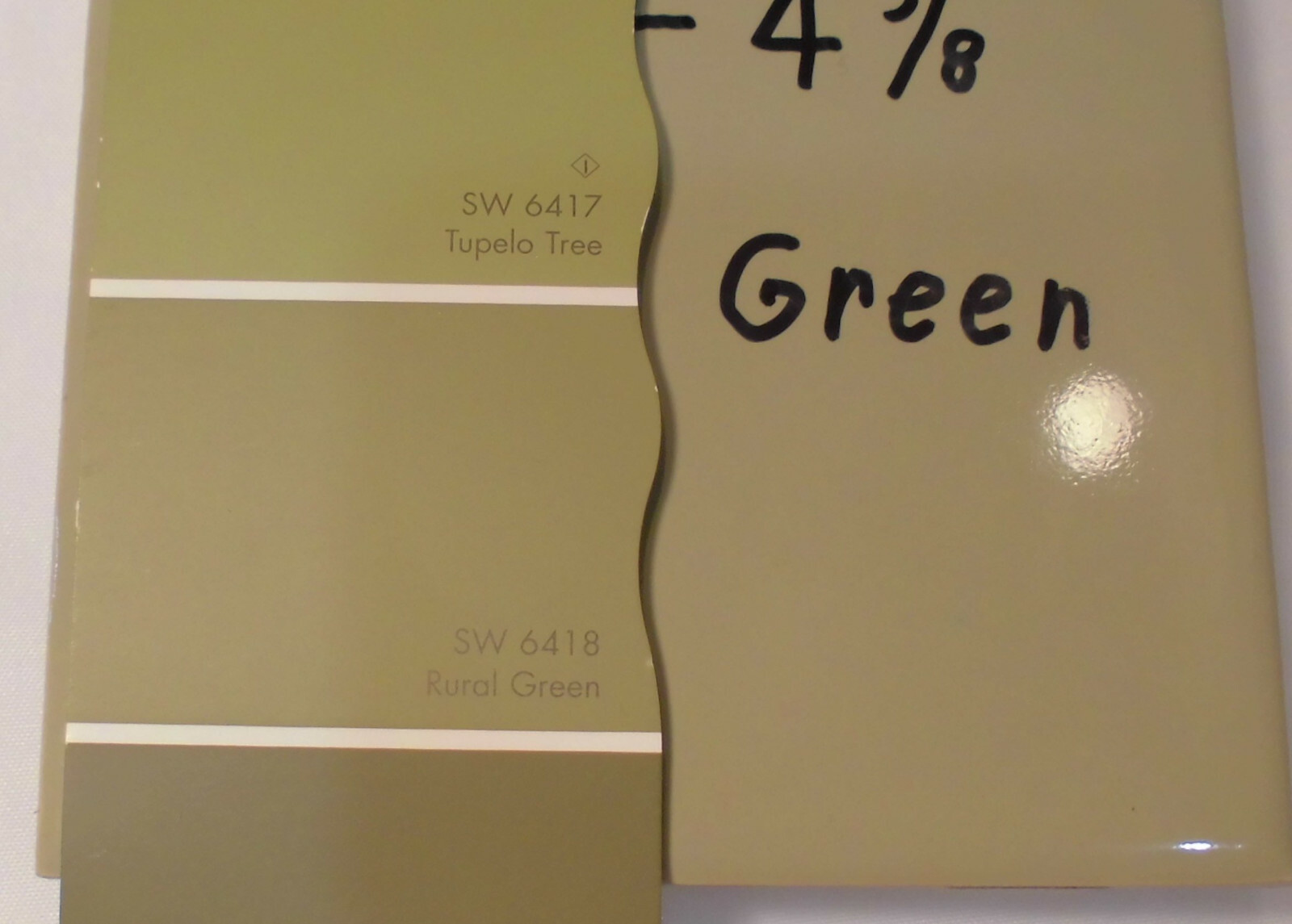 1 pc. *Avocado-Olive-Green* Glossy Ceramic Tile; Wenczel Co. 4-5/16″- 4-3/8″