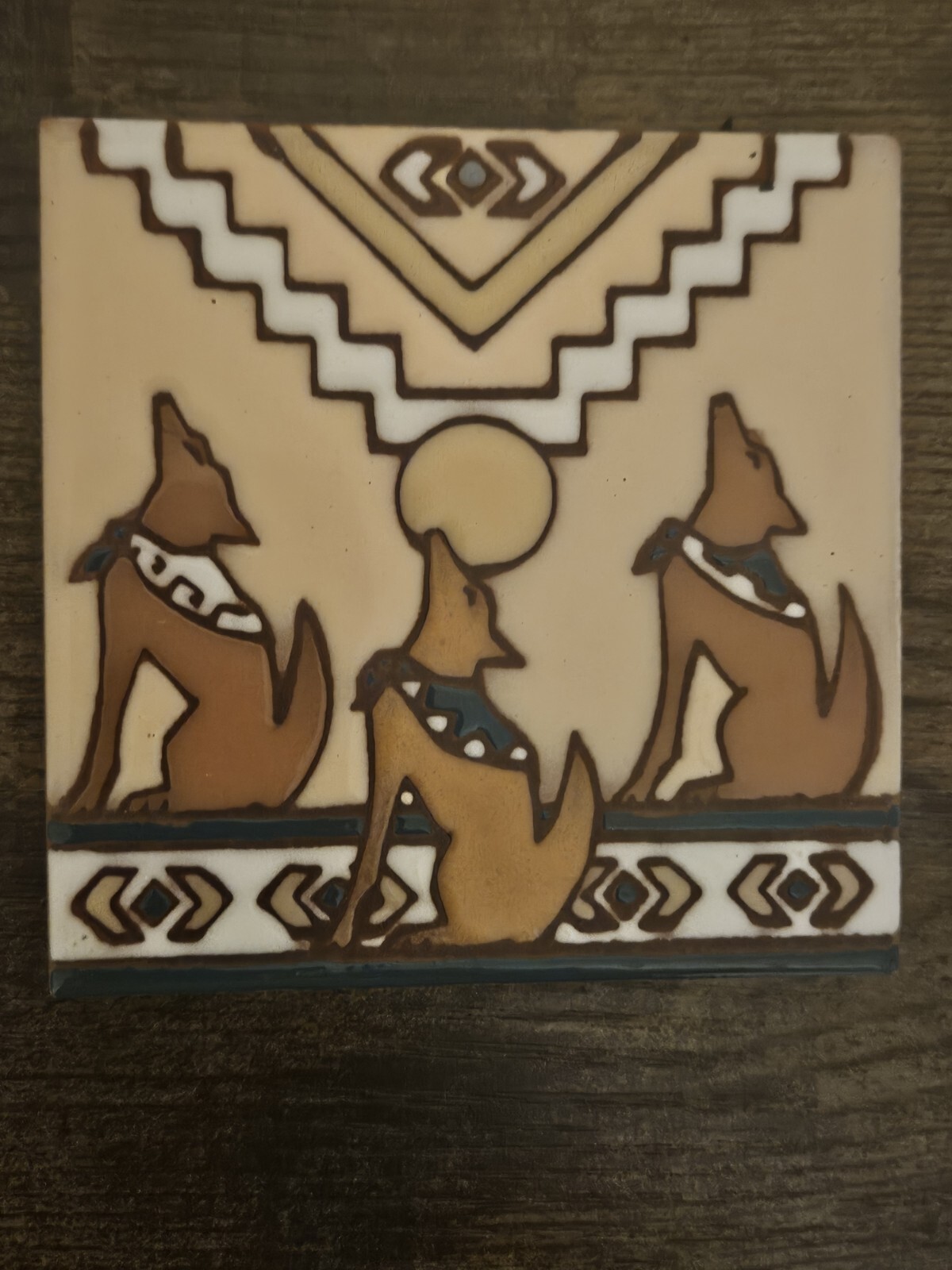 Vintage 1999 Earthtones the Serenading Coyotes Ceramic Terra Cotta 4″ x 4″ Tile
