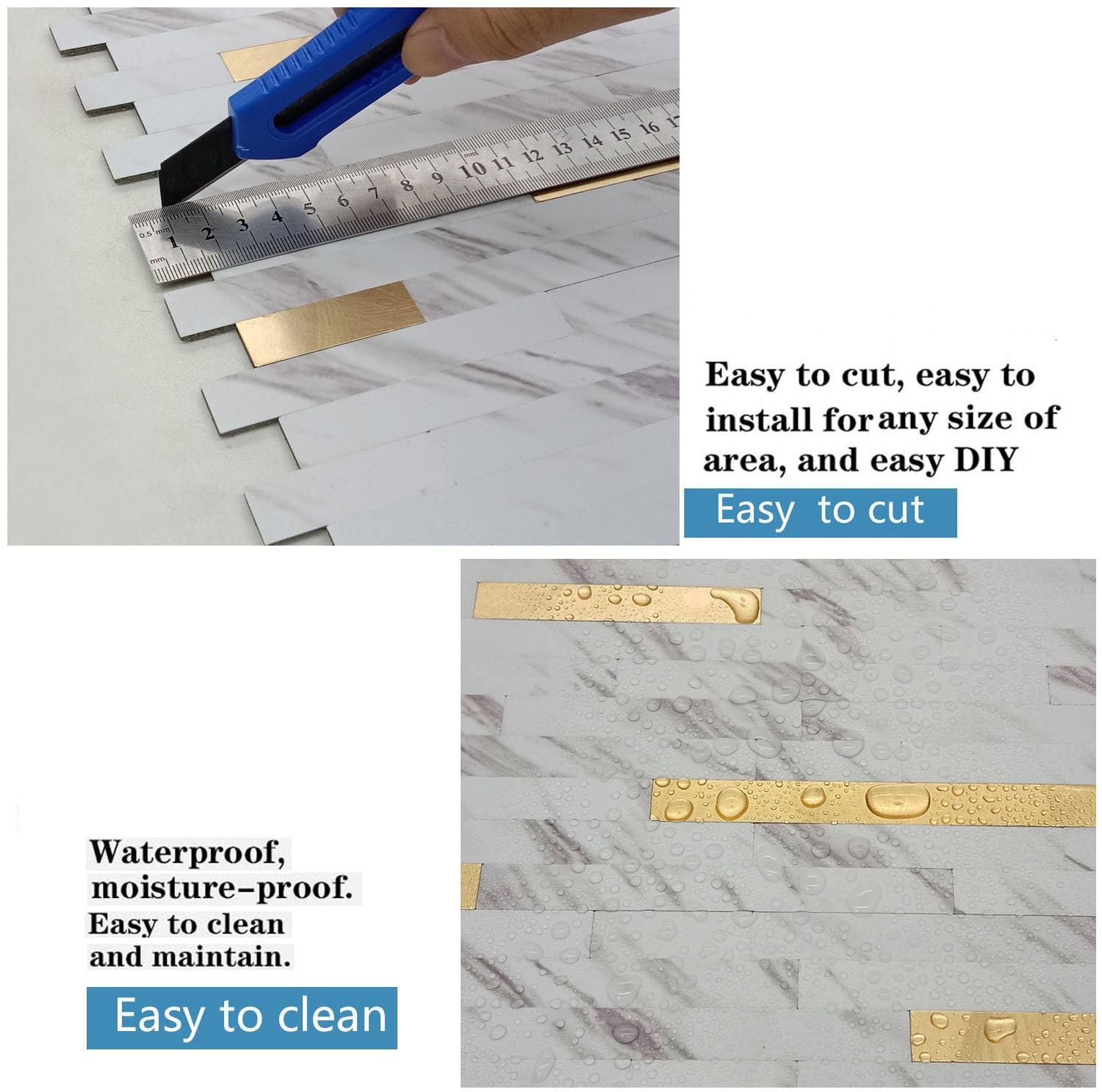 WEIMEISC 10-Sheet Peel and Stick Backsplash Tile, PVC Mixed Metal Stick on Ba…