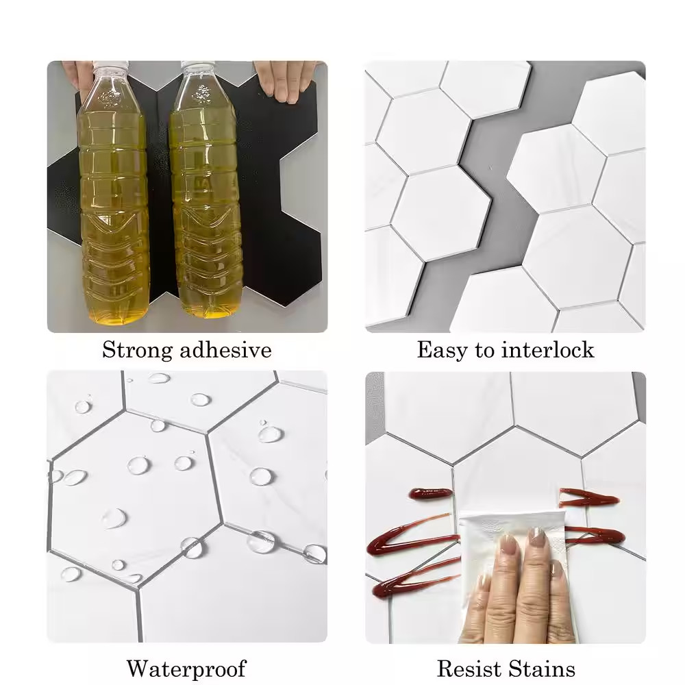 Marble Hex 10.83 In. X 11.81 In. SPC Peel and Stick Backsplash Tile (0.9 Sq. Ft.