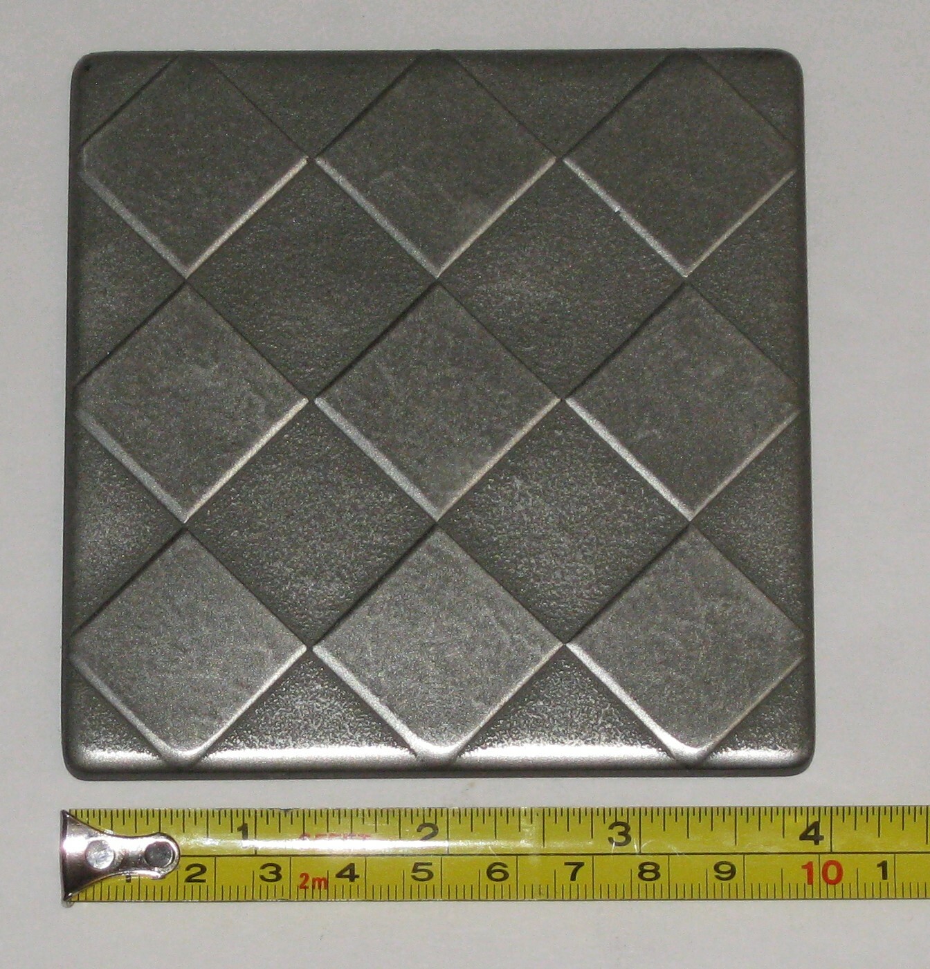 4″x4″ Metal Pewter Resin Diamond Deco Insert Accent Wall Tile – Lot of 4 pcs