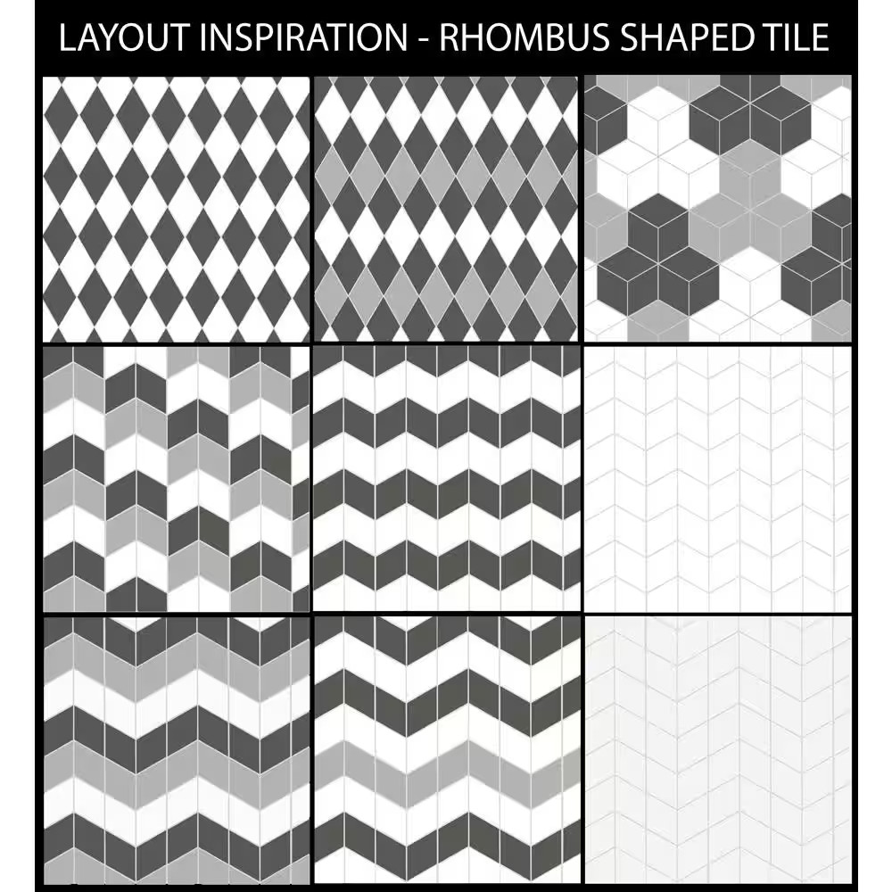 Rhombus Black 5-1/2 In. X 9-1/2 In. Porcelain Floor and Wall Tile (11.4 Sq. Ft./