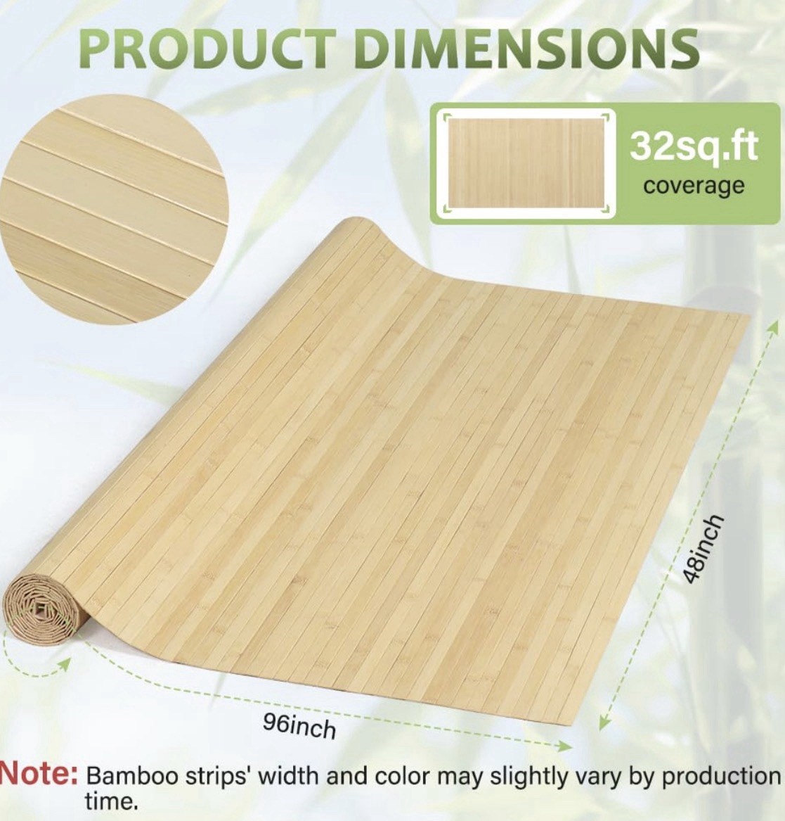 Bamboo Wall Tile Boards, 96×48 in, 32 sq.ft, Beige, Easy to Cut, Durable