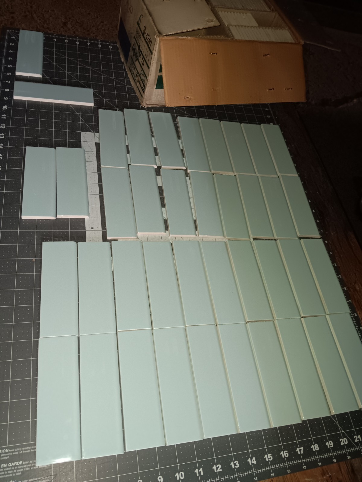 20 pieces Unused Antique Tile 2 x 6 Bullnose Trim Horizon Blue Kitchen Bath