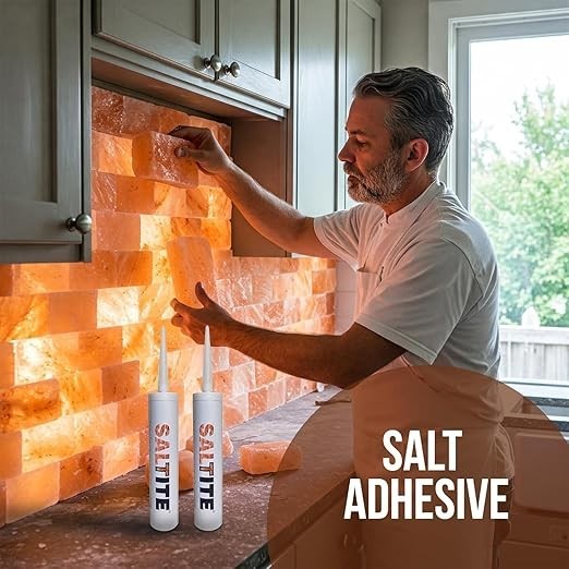 50 Himalayan Salt Tiles 8x4x1 + 2 Glue | Spa Wall Bricks Affordable Panel