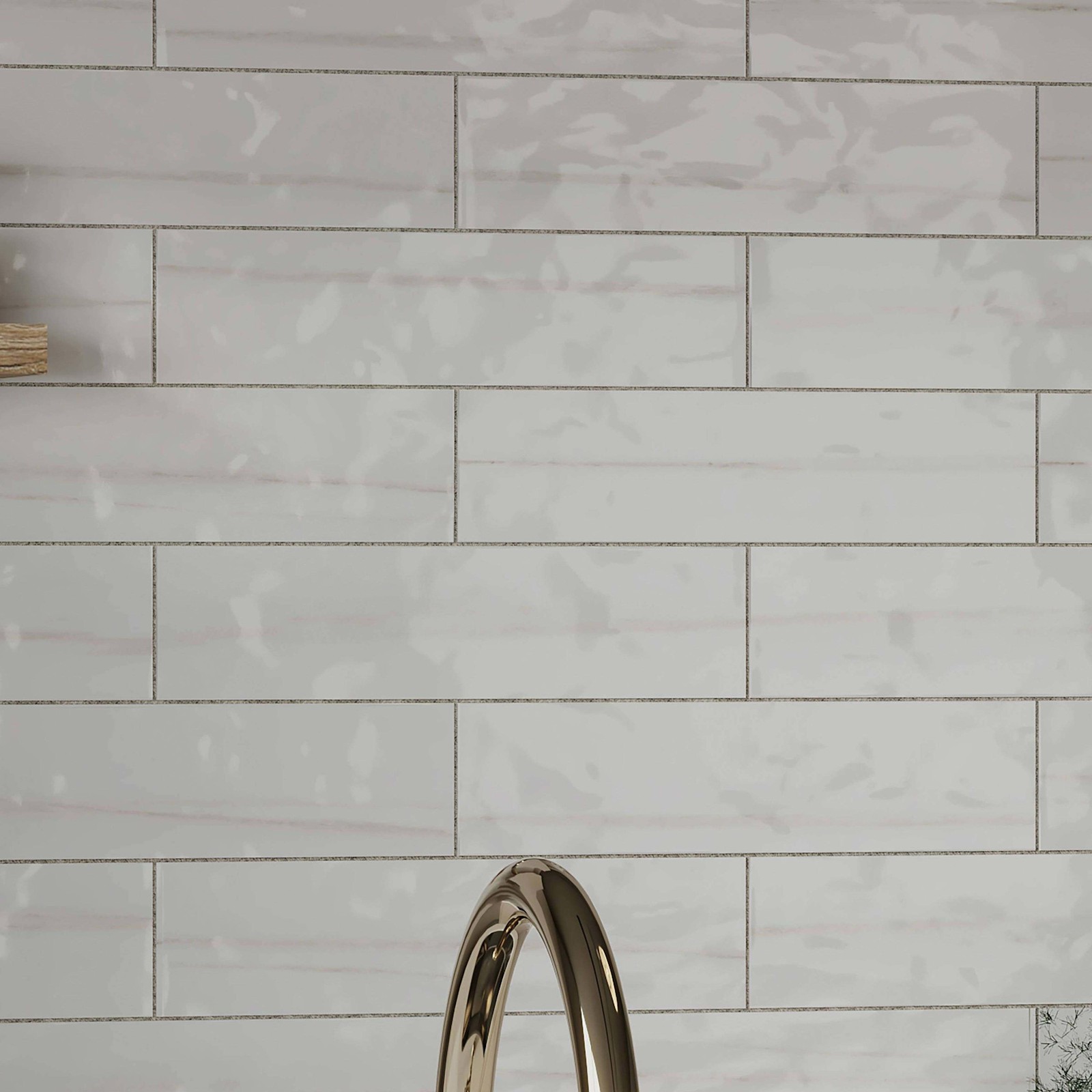 Cruz Bay Studio MKT61087 Alpine – 3″ x 12″ Brick Wall Tile – – Blanc Gloss