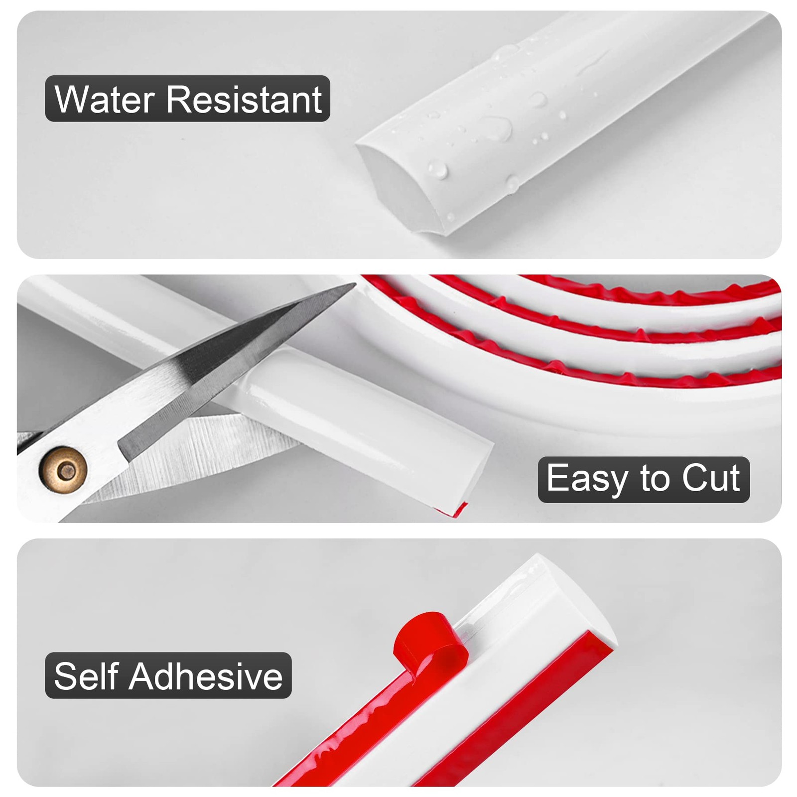 Flexible Self Adhesive Quarter Round Molding Trim Caulk Strip For Corner 10′ 1PC