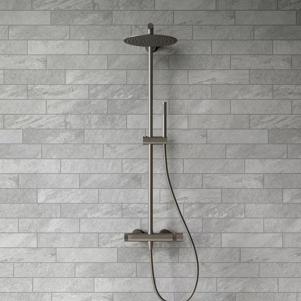 Alpe Graphite Matte 3 In. X 12 In. Quartzite Stone Look Porcelain Floor and Wall