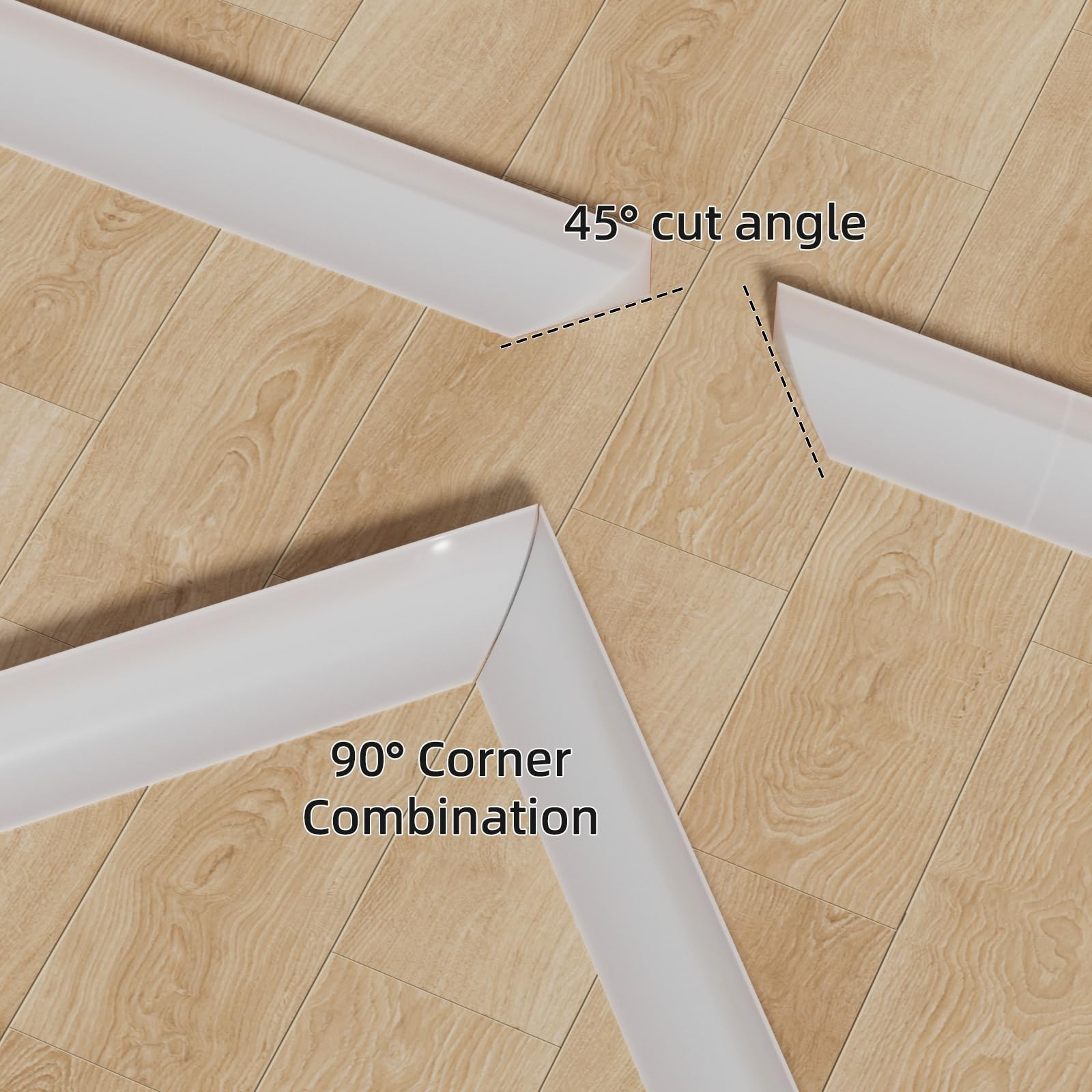 9.8′ Flexible Quarter Round Molding, Peel and Stick Shoe Molding Baseboard,Se…