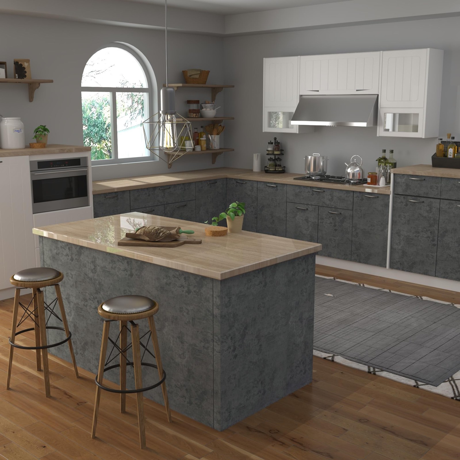 BAYYA Concrete Wallpaper Roll Peel Stick countertops Grey Textured Thick Cont…