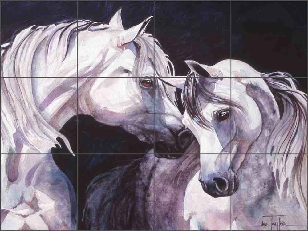 Horse Tile Backsplash Jan Taylor Equine Art Ceramic Mural JTA020