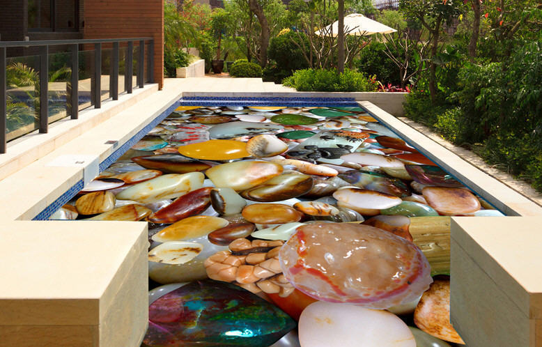 Smooth Cobblestone 3D Floor Mural Photo Flooring Wallpaper Home Print Decoration