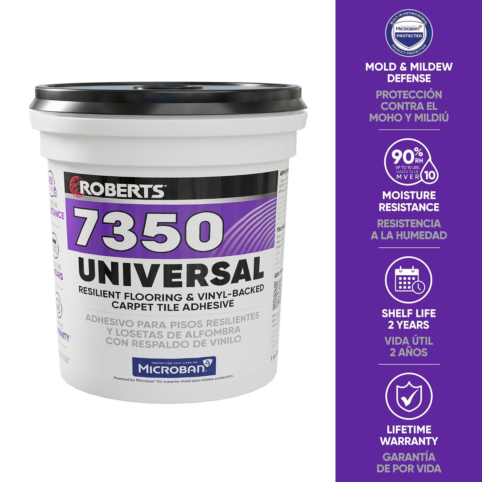 ROBERTS Universal Resilient Flooring & Vinyl-Backed 1 gallon, Off white