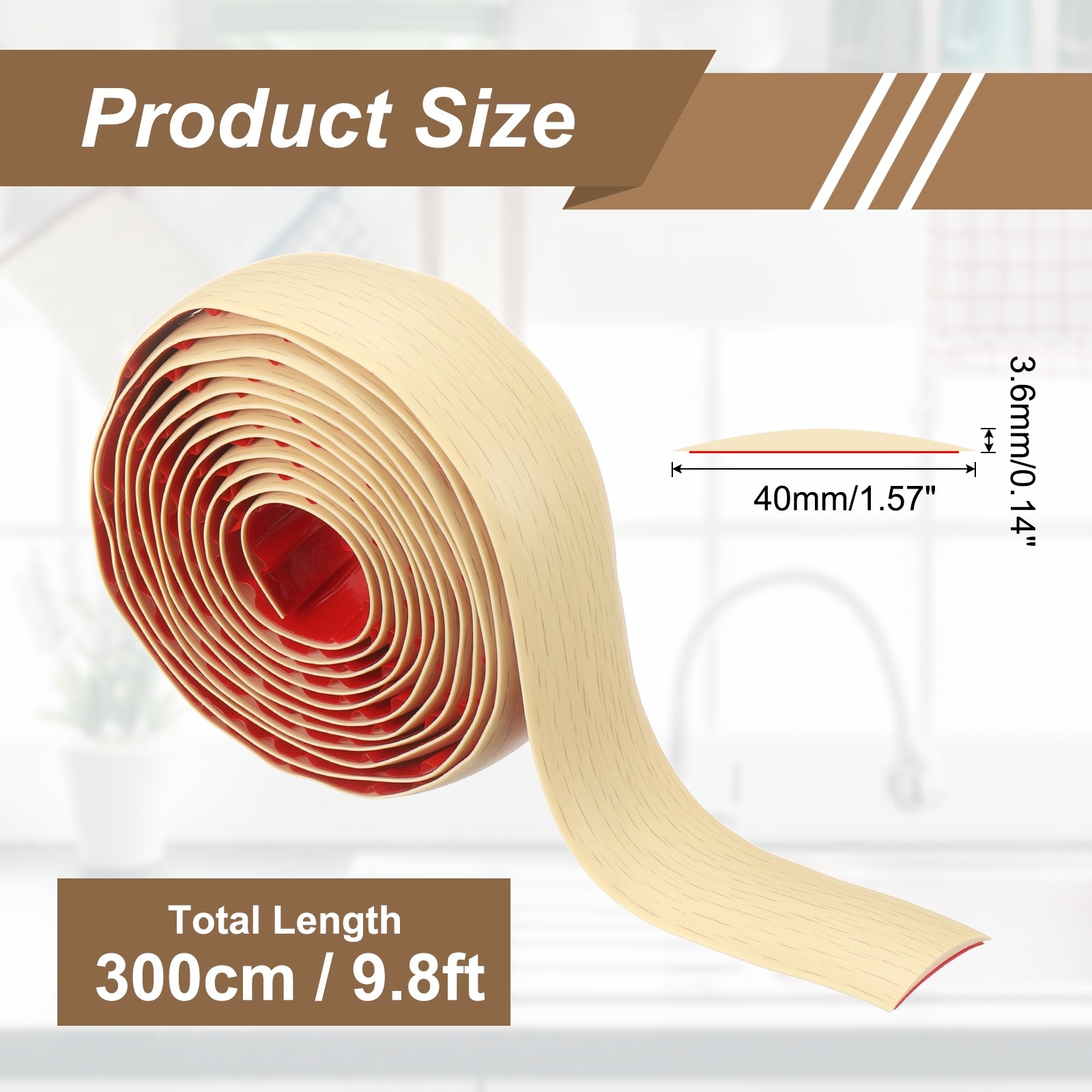 Floor Transition Strips 9.84ftx1.57″ Edging Trim Maple Wood Grain,
