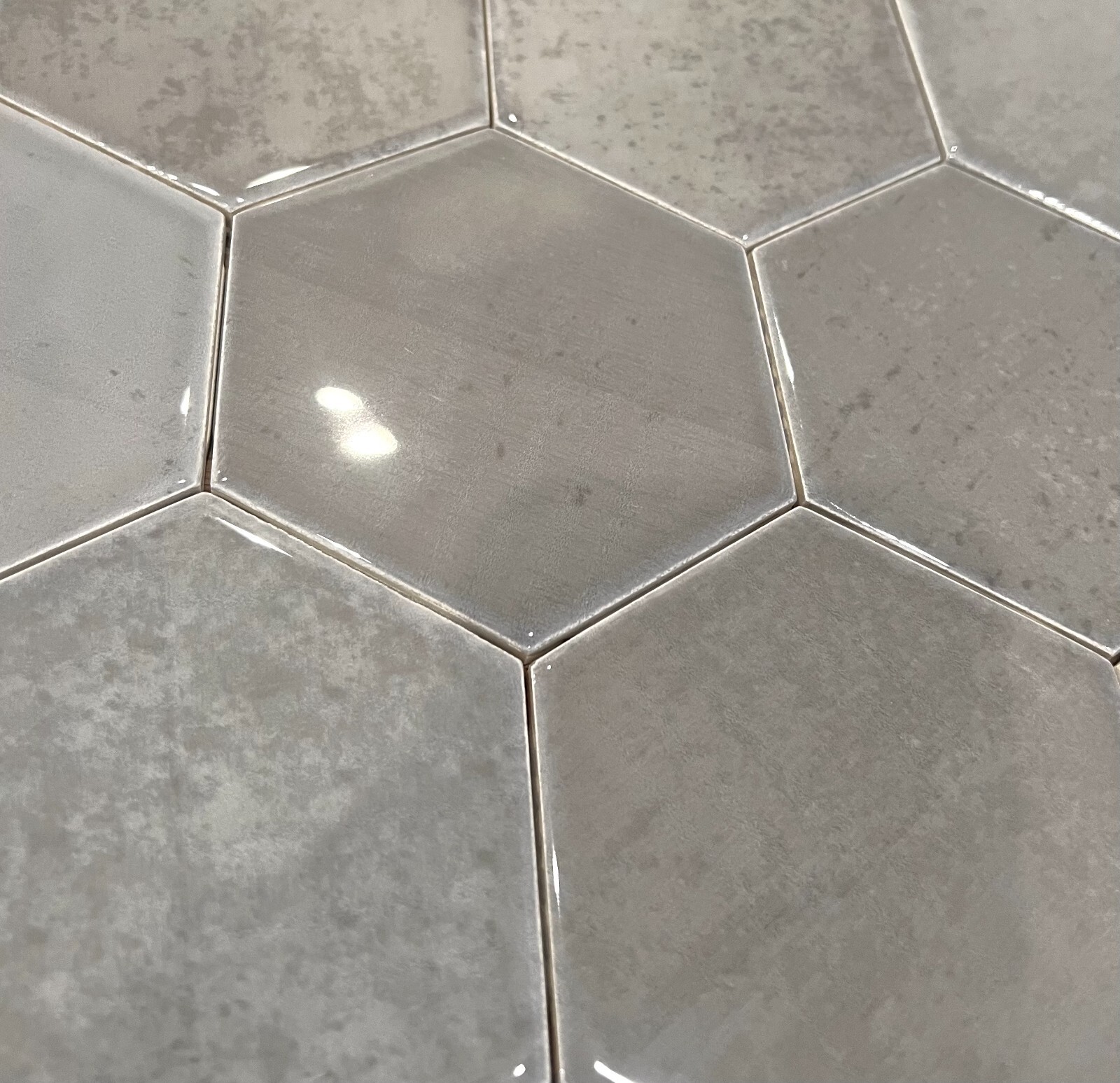 4 3/8×4 3/8 Glossy Gradient Mystique Gray Hexagon Ceramic Wall Tile (Pack of 5)