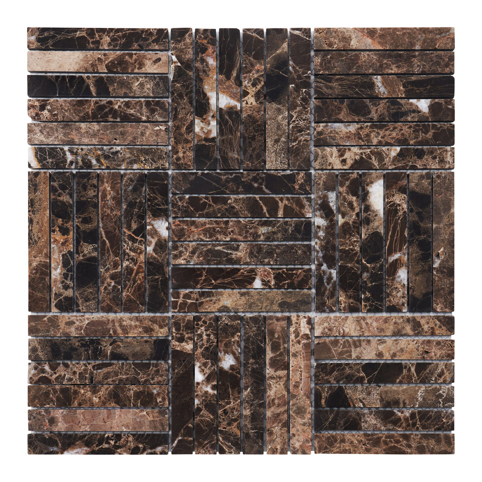 Brown Emperador Dark Marble Stone Parquet Mosaic Tile Kitchen Wall Backsplash