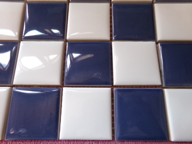 1 Case Equipe Floor Wall Blue & Wh. Checkered Ceramic Tiles Mosaic 10 Sq Ft 12″