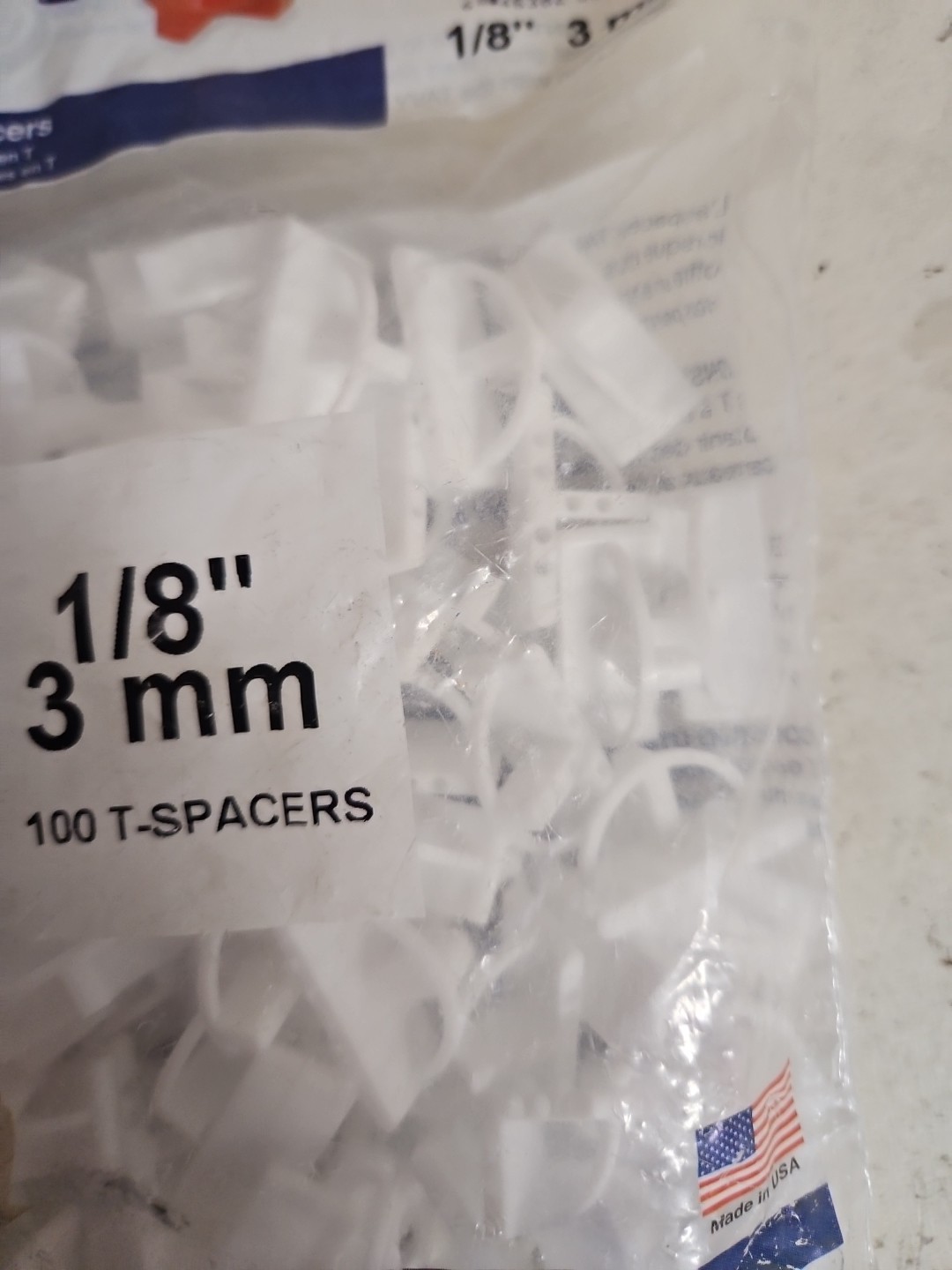 100 Tile Brick Marble T SPACERS 1/8″ 3 mm Two 2 sided WHITE Plastic TAVY 5004