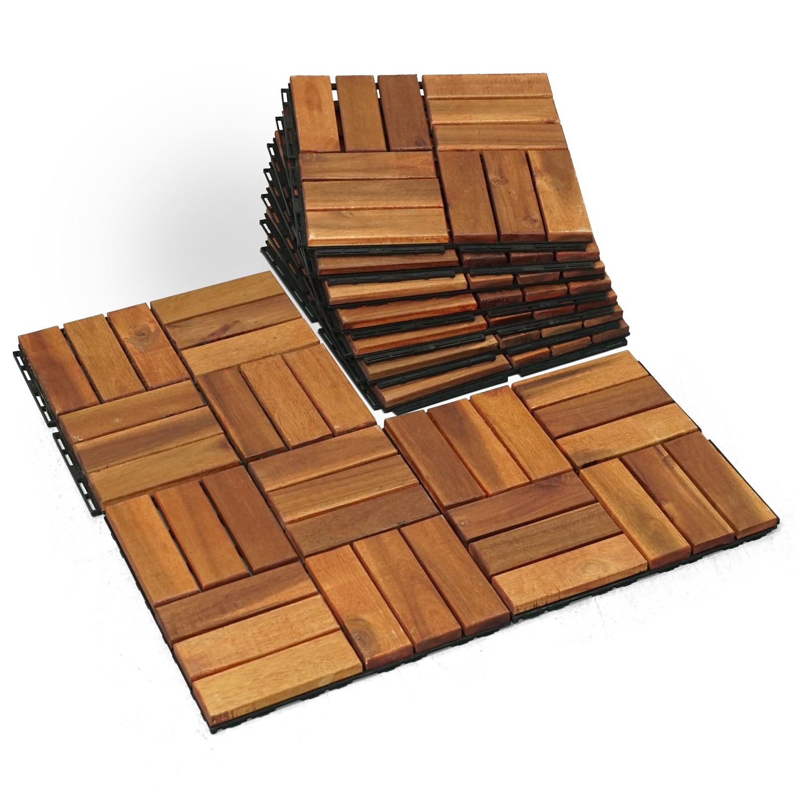 Wood Interlocking Deck Tiles – 12″X12″ Indoor & Outdoor Flooring Tiles for Balco