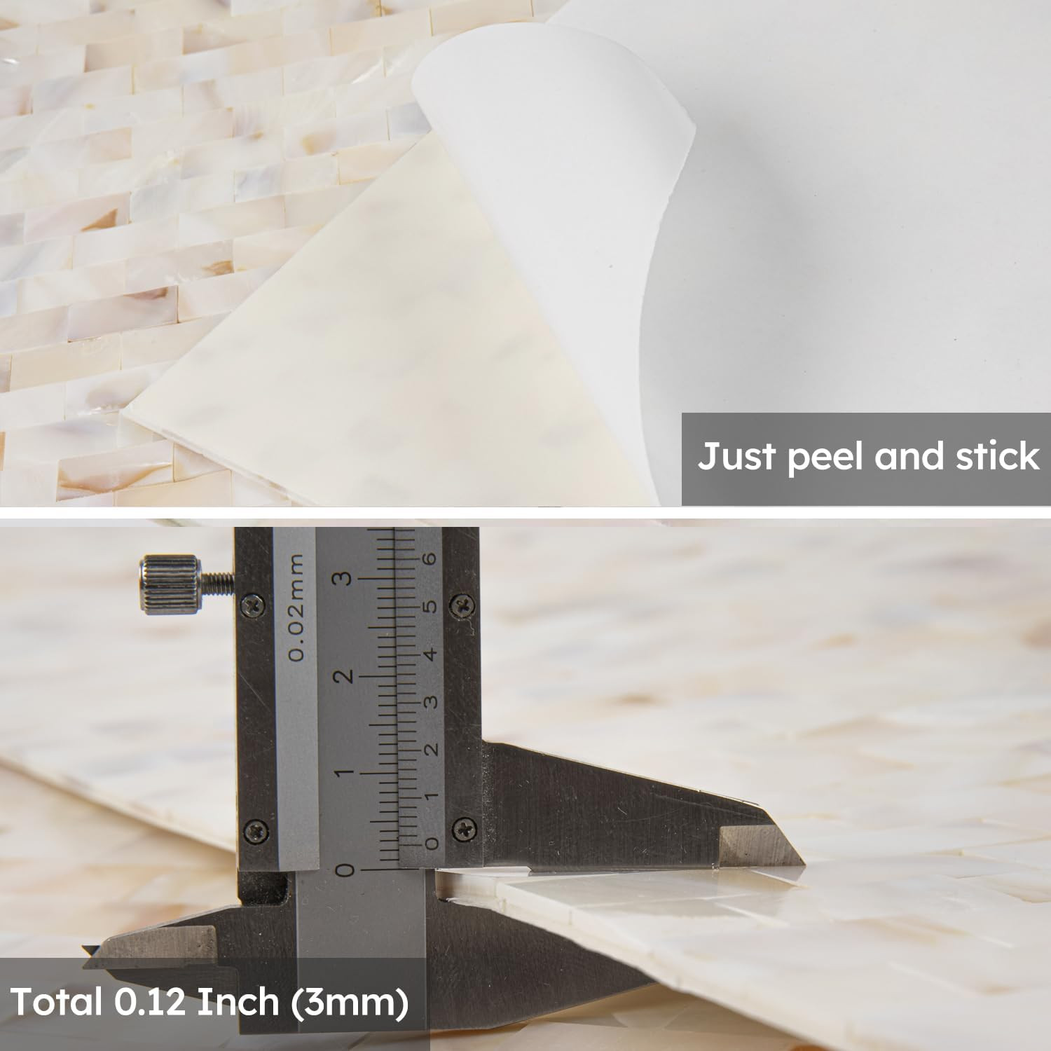 Mother of Pearl Peel and Stick Subway Tile Backsplash – 6 Sheets Pack