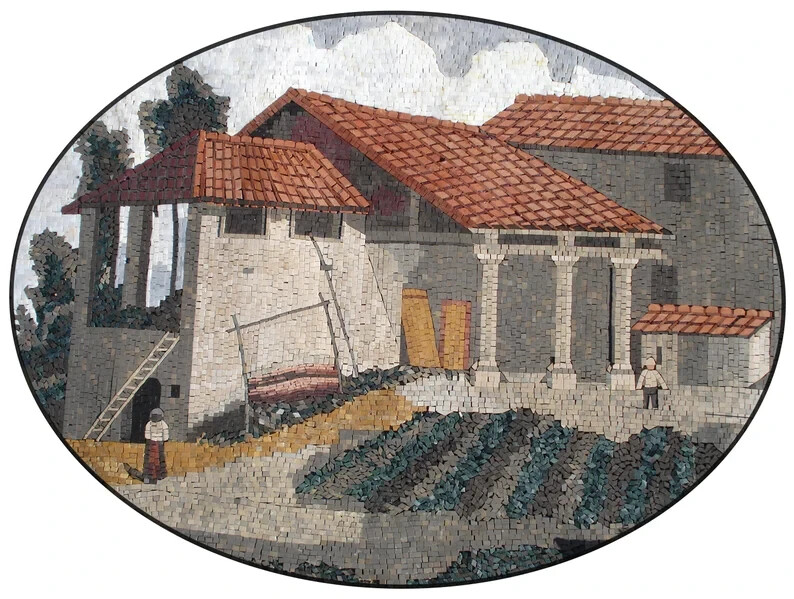 HOUSE MOSAIC TILES | Rustic House Countryside Master piece Artwork Tiles