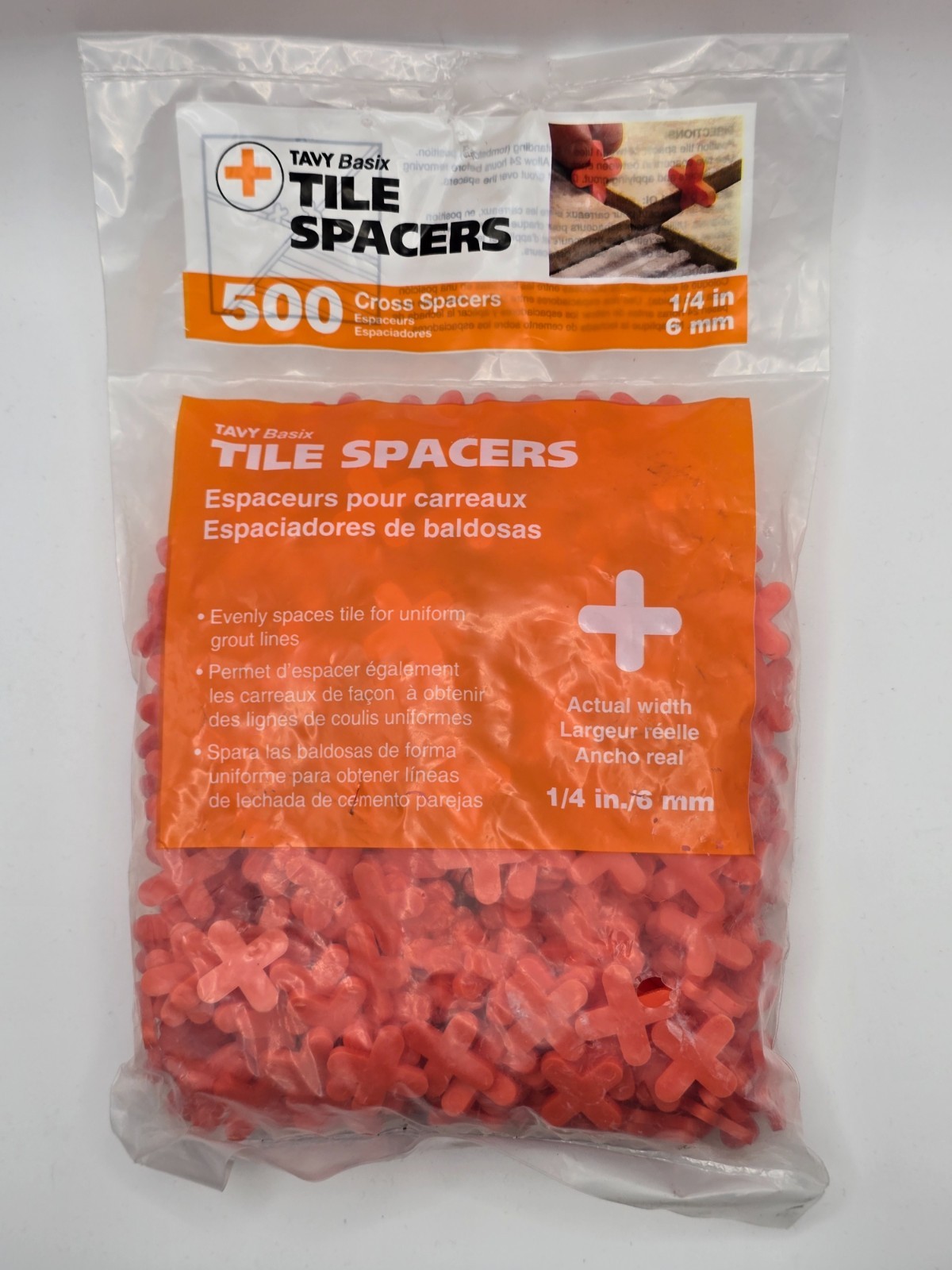 NEW Tavy Basix Tile Spacers 1/4in 6mm 500 Cross Pcs Plastic Tiling Install