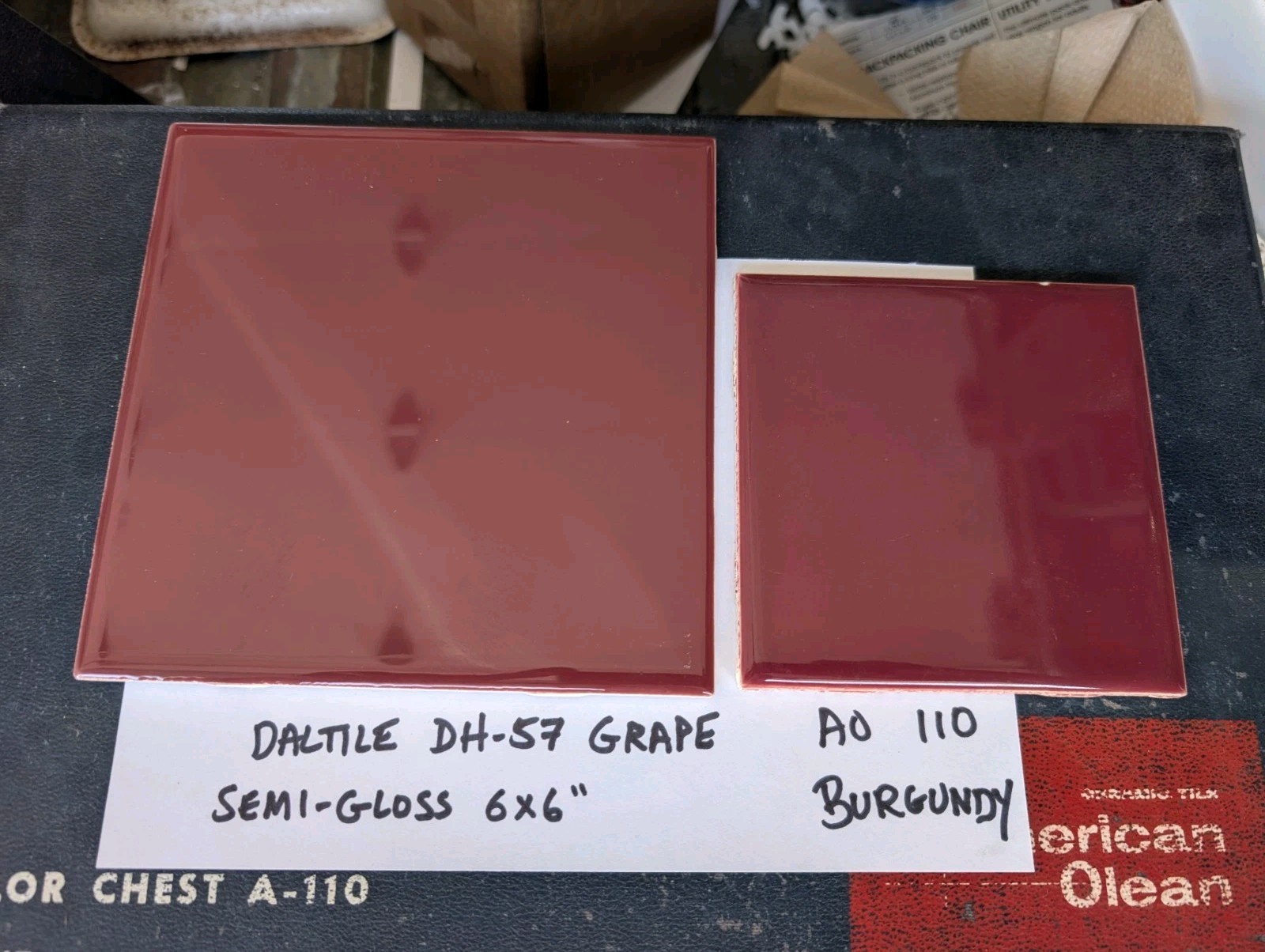 1 pc of Daltile Ceramic Tile 6″ Square NEW DH-57 Grape AO 110 Burgundy Gloss USA