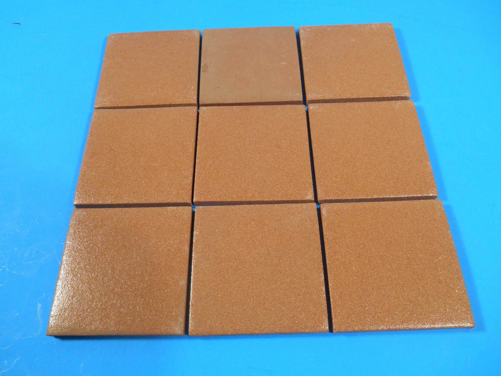 Lot of 9 Terra Cottta Semi-Gloss Ceramic Tiles 3-5/8″x3-5/8″