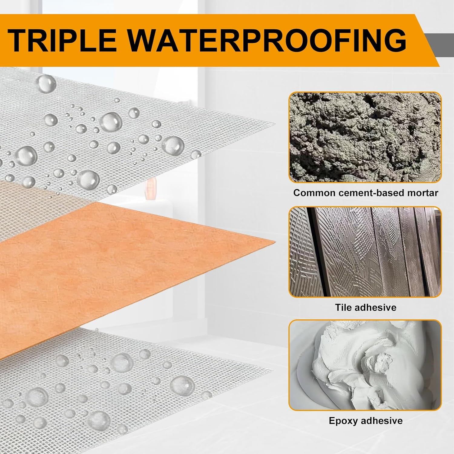 Waterproof Membrane for Showers, 3.3 Ft X 98.5 Ft (323 Sq Ft), Schluter Membrane