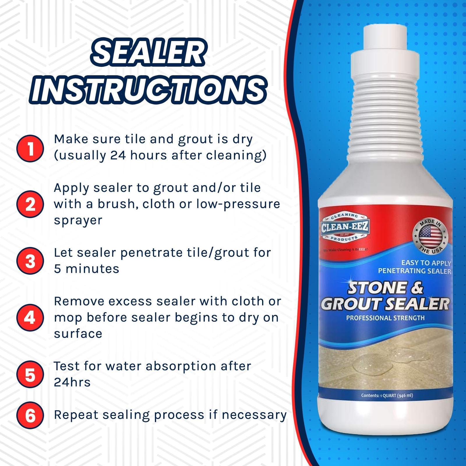 Clean-EEZ Grout Sealer – Protect Your Floors and Showers from Stains – Natura…