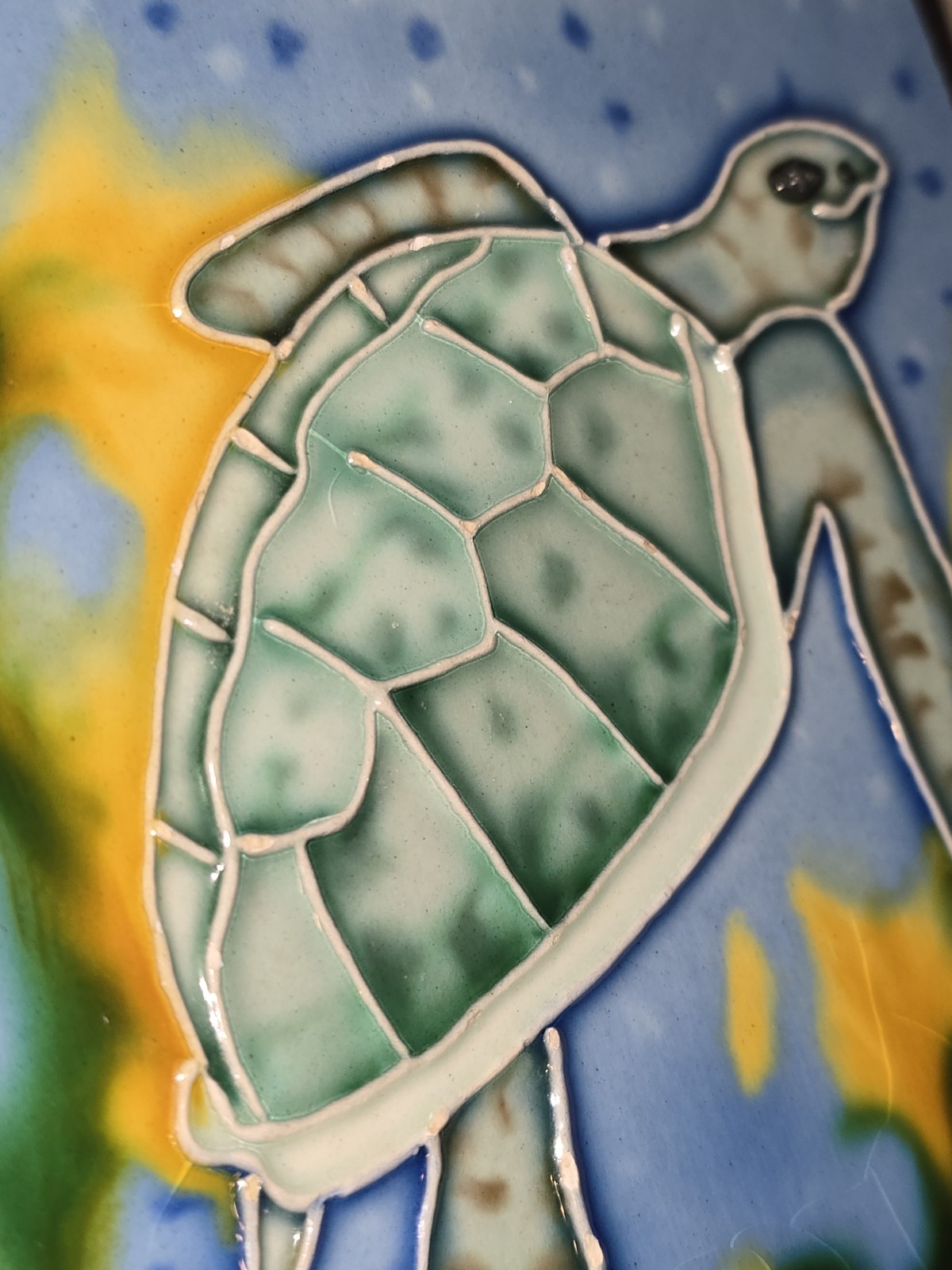 Sea Turtle Ceramic Tile Handpainted Tropical Sealife Beach 4” X 4” Beach
